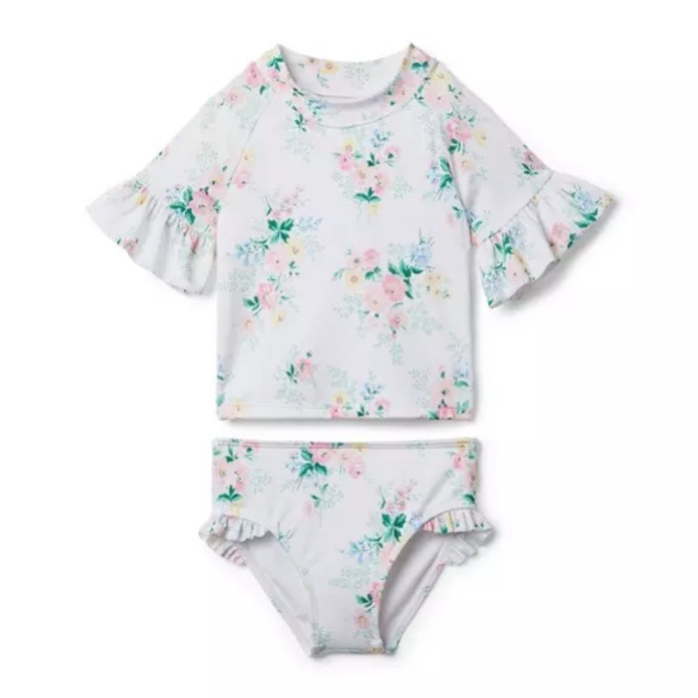Janie and Jack White Floral Swimwear